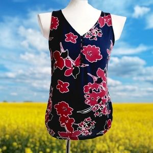 Navy and cranberry red sleeveless top X Small